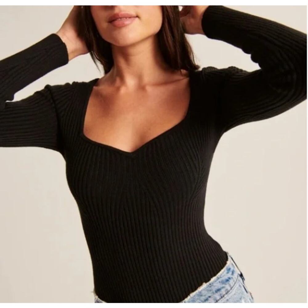 Abercrombie & Fitch Long Sleeve Ribbed Sweater Bodysuit